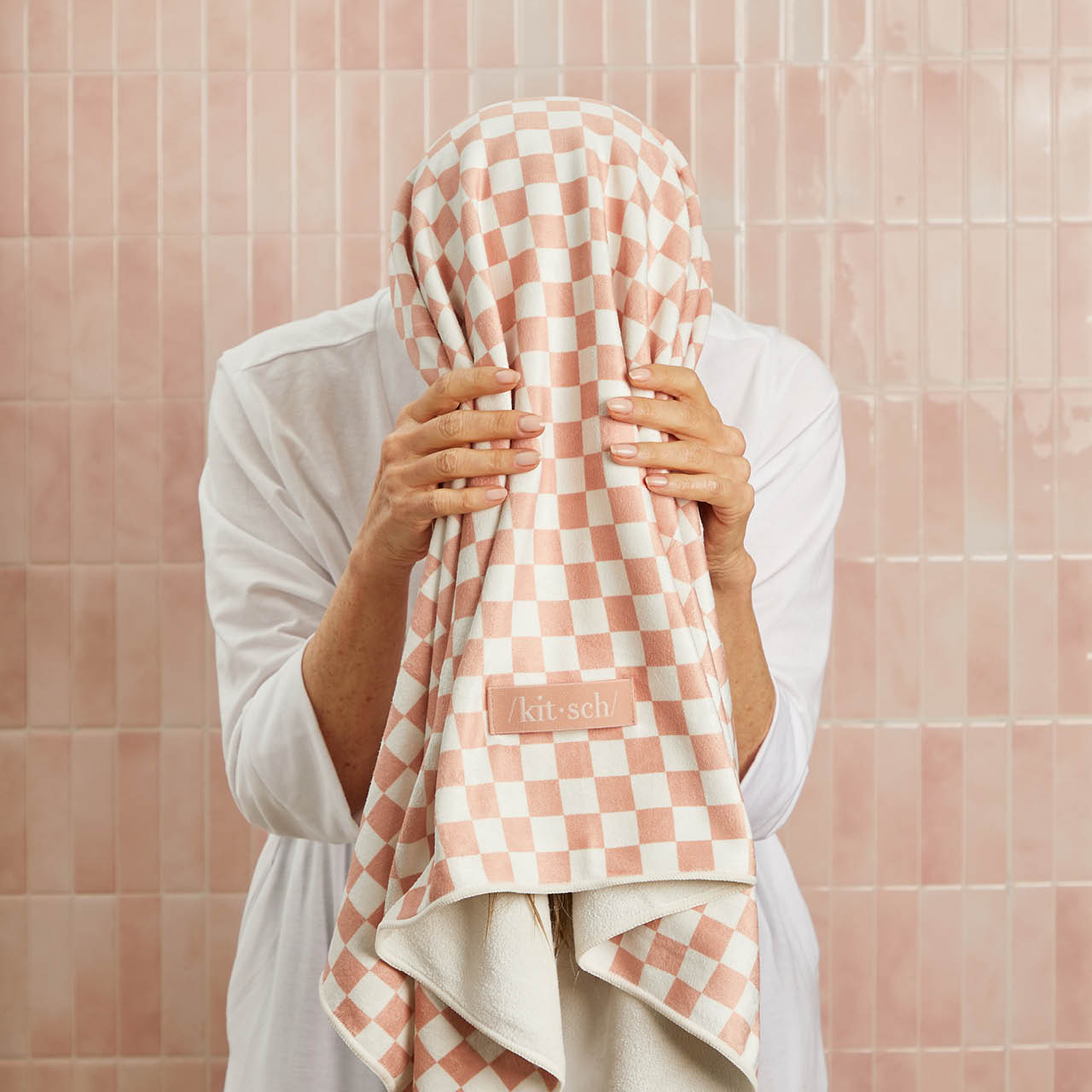 XL Sneldrogende Haarhanddoek Wrap - Checker