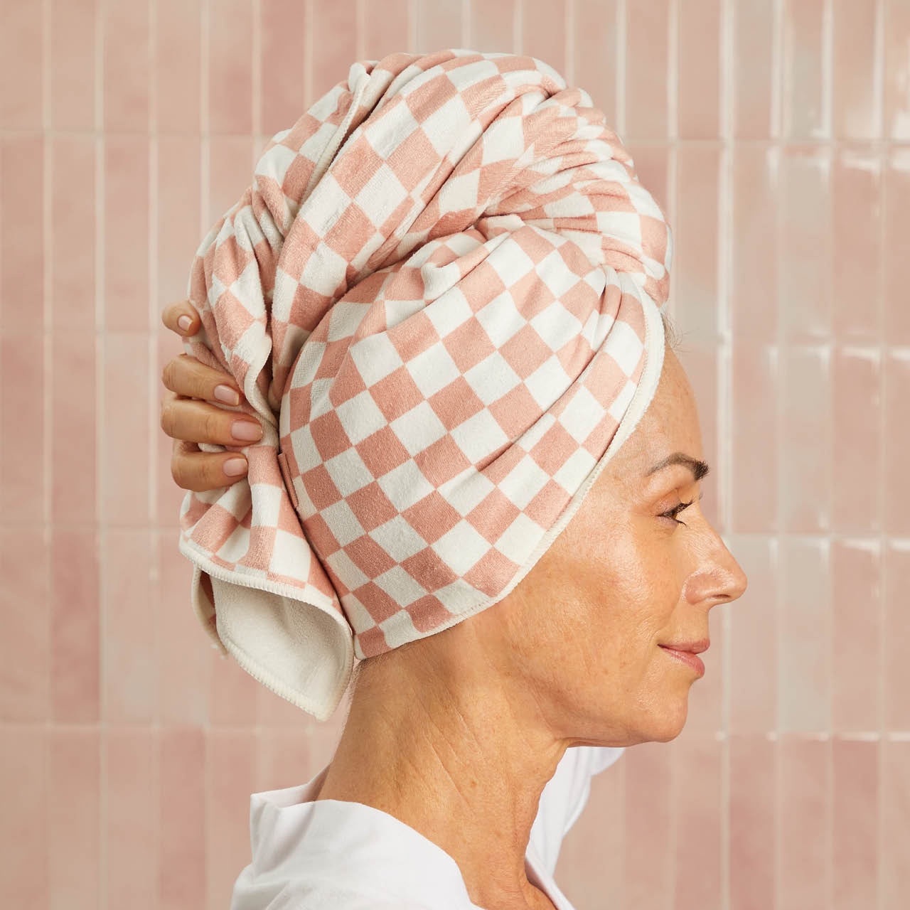 XL Sneldrogende Haarhanddoek Wrap - Checker