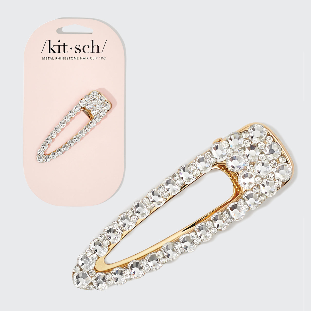 Pince à cheveux en métal avec strass 1pc - Or
