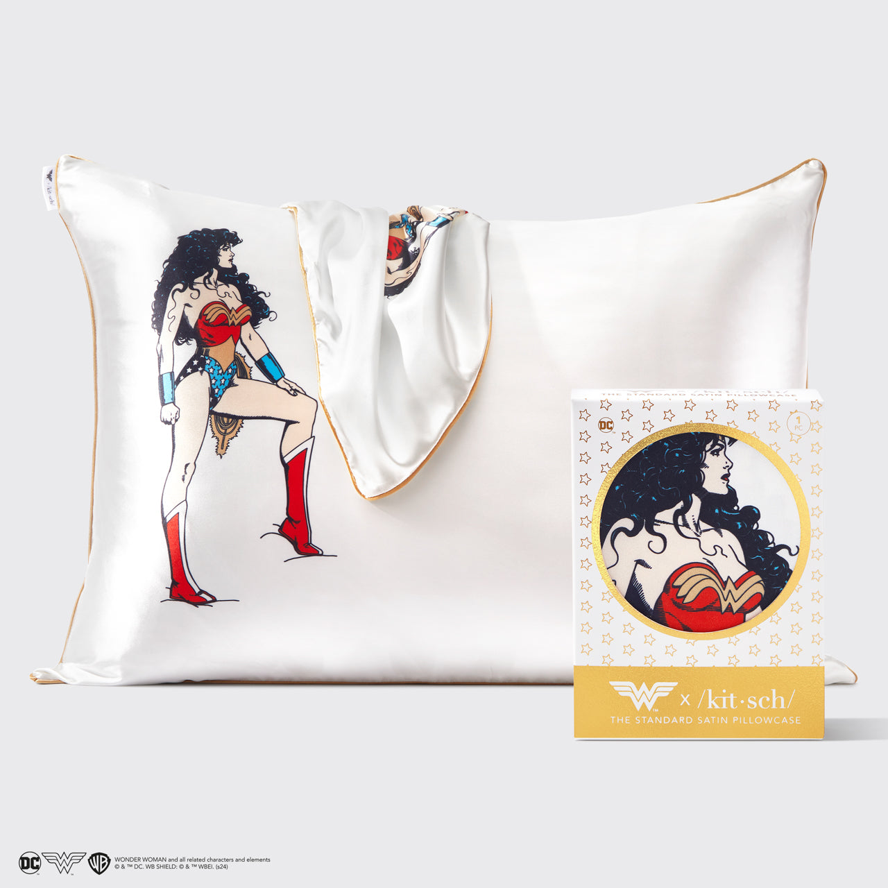 Kitsch x Wonder Woman Funda de almohada de satén - Believe In Wonder