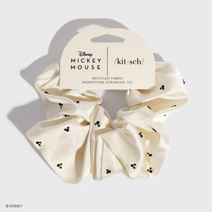 Kitsch & Mickey e Minnie Tecido Reciclado Strass Scrunchie 1pc - Creme