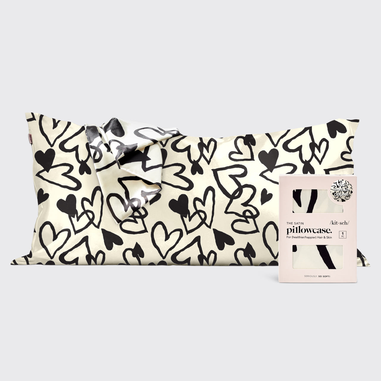 Funda de almohada de satén Corazón - King