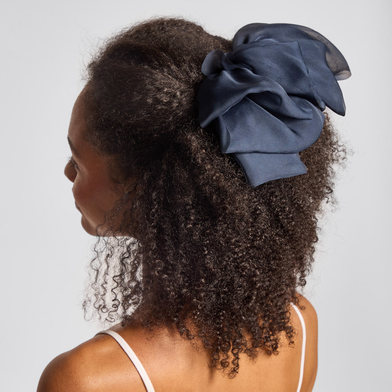 Chiffon Schleife Haarspange - Blaue Orchidee