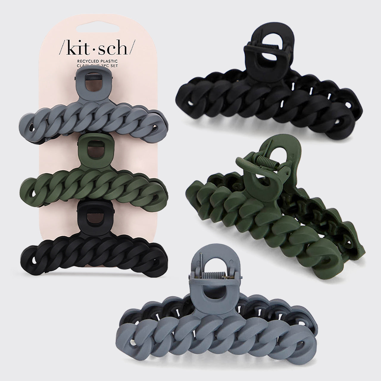 Ensemble de 3 pinces à griffes noires et mousse