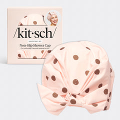 Duschhaube - rosa mit Punkten