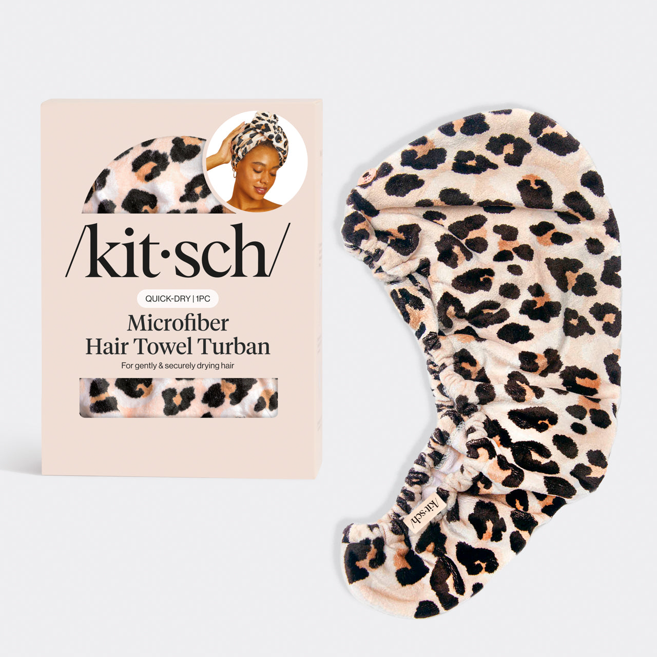 Toalha de cabelo de microfibra em leopardo