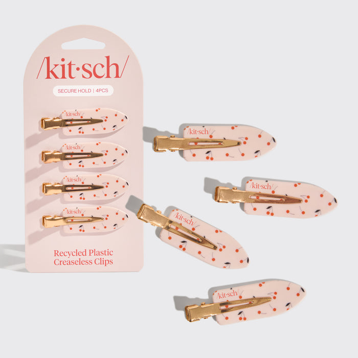 Knitterfreie Clips mit Kirschmuster, 4er-Set