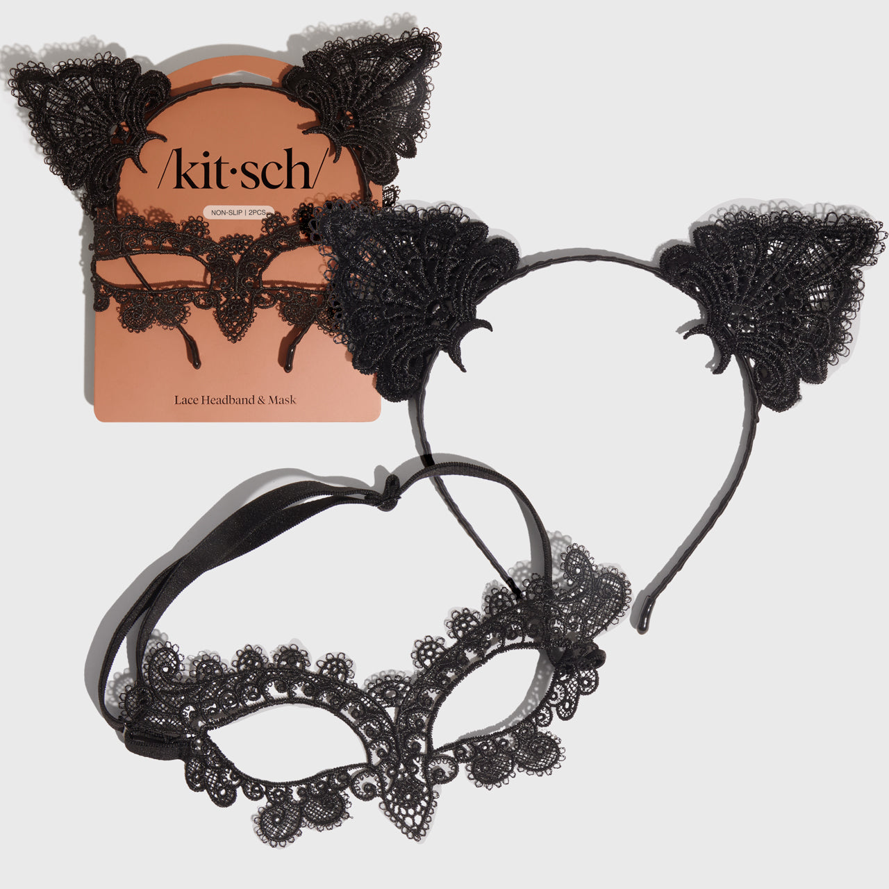 Diadema y máscara de encaje Gato Negro