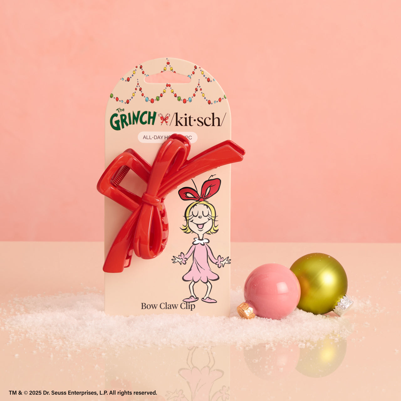 The Grinch x Kitsch Red Bow Claw Clip