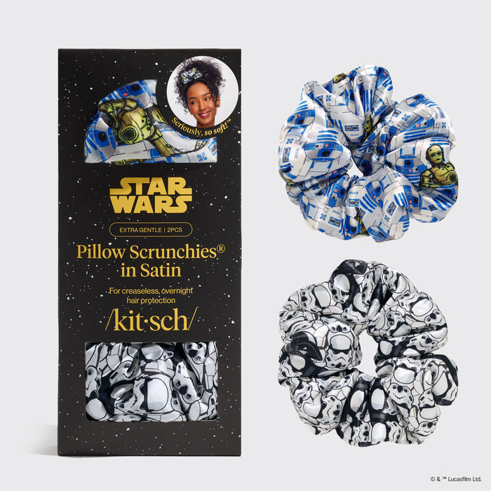 Star Wars™ & Kitsch Pillow Scrunchies® aus Satin - R2-D2 & Stormtroopers
