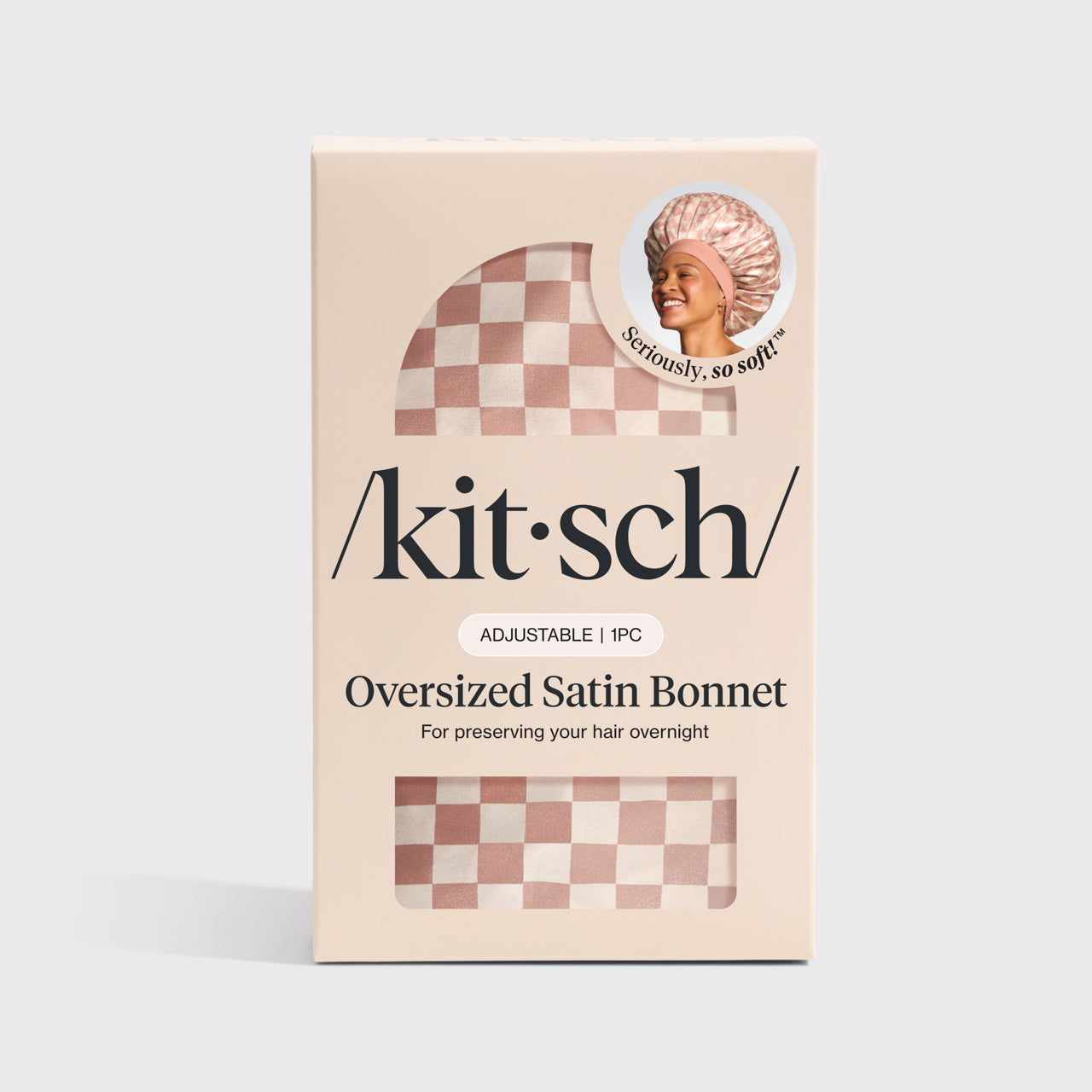 Bonnet oversize en satin - carreaux terracotta