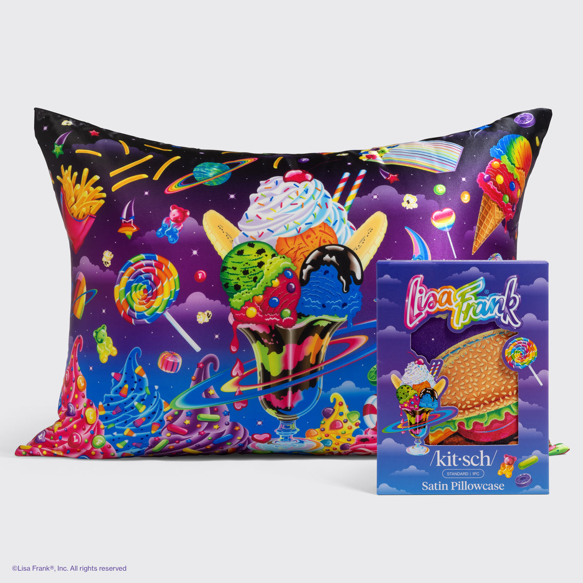 Lisa Frank x Kitsch Satin Pillowcase in Saturn Sundae - hero product shot