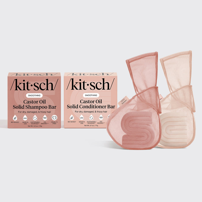 Rizinusöl-Shampoo & Conditioner-Kombi + Seifensparbeutel-Set