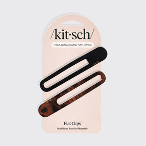 Flache gebogene Klammer, 2 Stück – Schwarz und Schildpatt