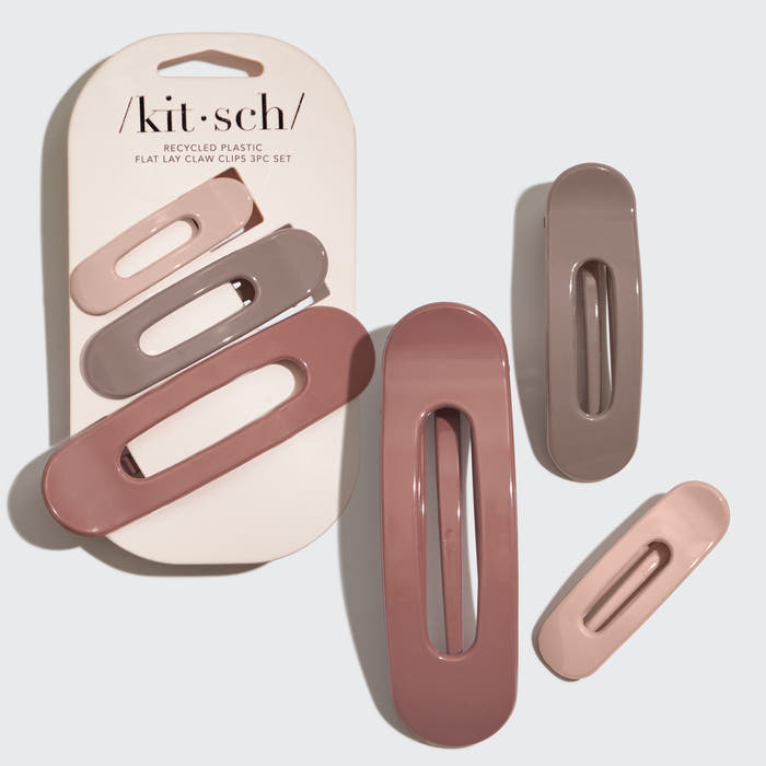 KITSCH Terracotta Ultra Glossy Flat Lay Claw Clips 3pc — model hero shot