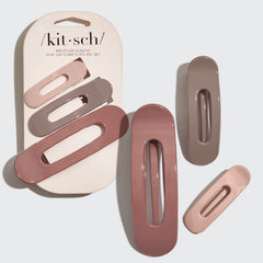 Ensemble de 3 pinces à cheveux plates- Terracotta