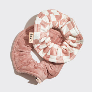 Microvezel Sneldrogende Handdoek Scrunchies 2st - Terracotta Checker