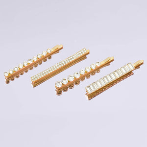 Épingles à chignon assorties en métal et strass 4 pièces - or