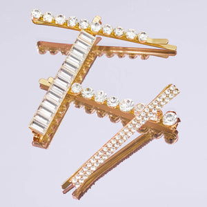 Épingles à chignon assorties en métal et strass 4 pièces - or