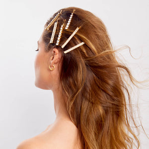 Spille Bobby assortite in metallo con strass 4 pezzi - Oro