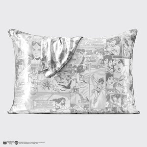 Kitsch x Wonder Woman Satin Pillowcase in Comic Print
