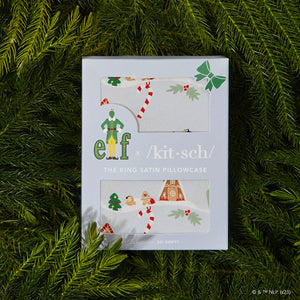 Kitsch x elf Taie d'oreiller en satin - Periwinkle Christmas | King