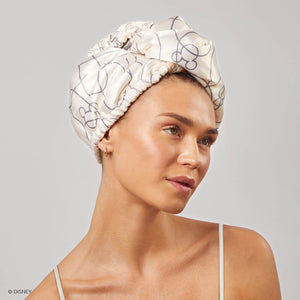 Mickey/ Minnie x Kitsch Satin-Wrapped Hair Towel Mickey Maze - Cream