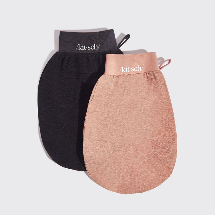 Gants exfoliants 2 pièces - Noir et Terracotta