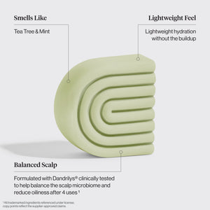 KITSCH Tea Tree & Mint Clarifying Conditioner Bar benefits – Dandrilys® balances scalp microbiome and reduces oiliness in 4 uses