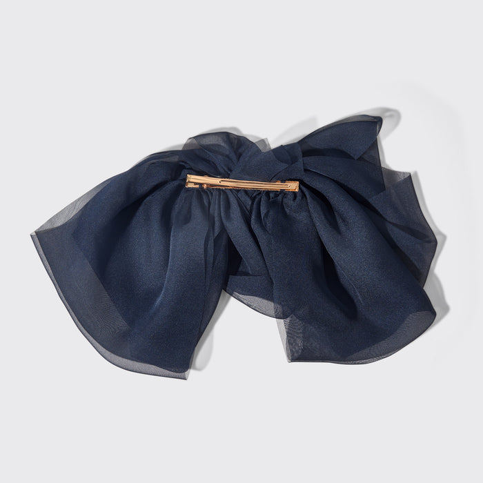 Grampo de cabelo com laço de chiffon - Orquídea azul