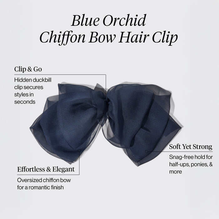 Grampo de cabelo com laço de chiffon - Orquídea azul