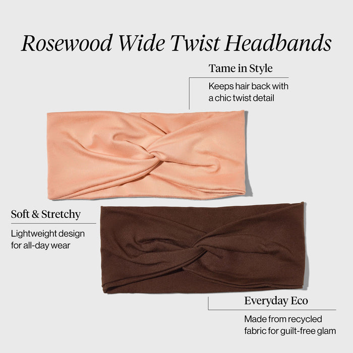 Breite Twist-Stirnbänder 2er-Set | Rosenholz