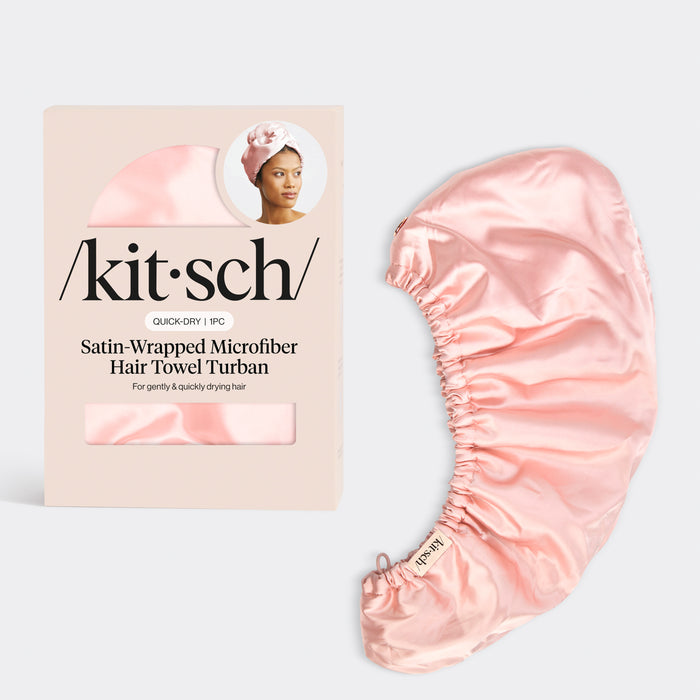 Met satijn omwikkelde haarhanddoek - Blush 