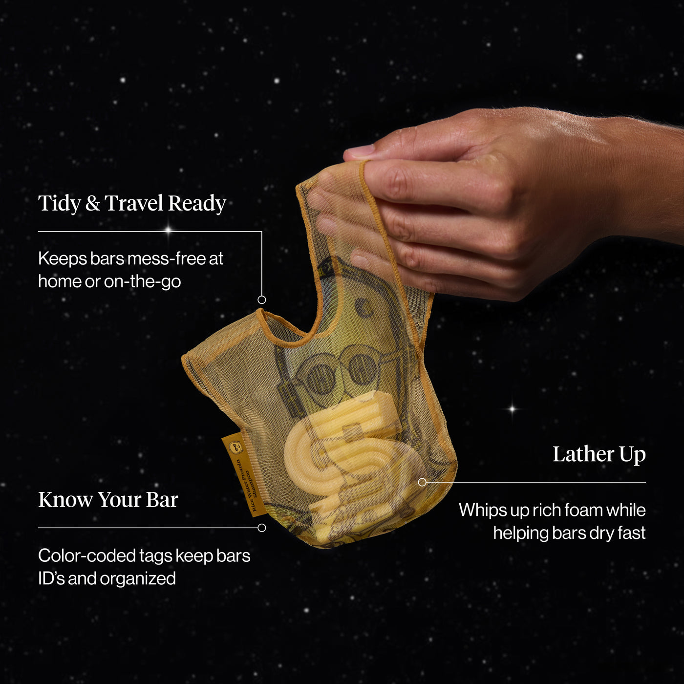 Star Wars™ & Kitsch Pochette pour shampooing solide - C-3PO