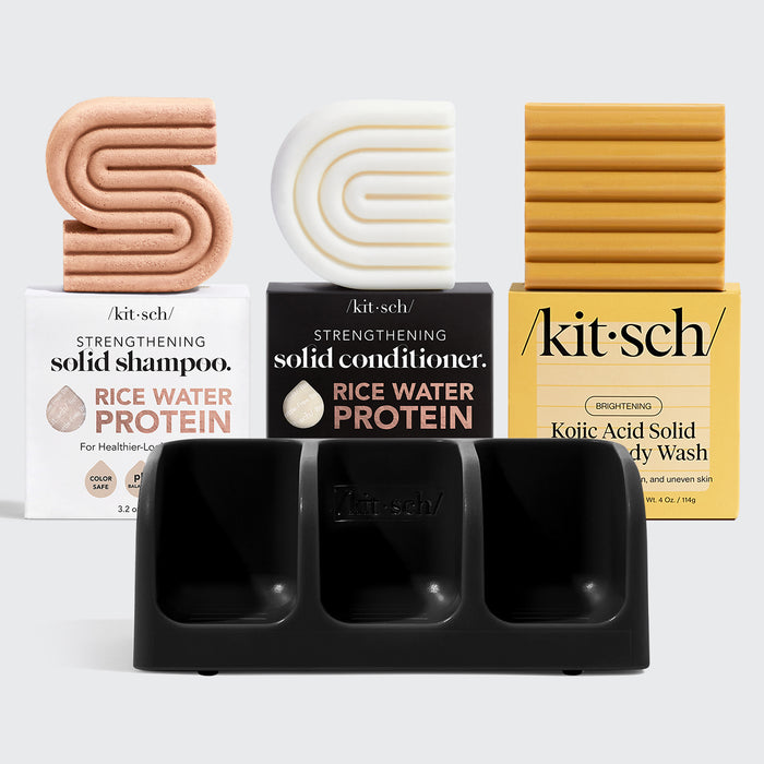 Rice Water Shampoo & Conditioner + Kojic Acid Wash + Black Soap Dish