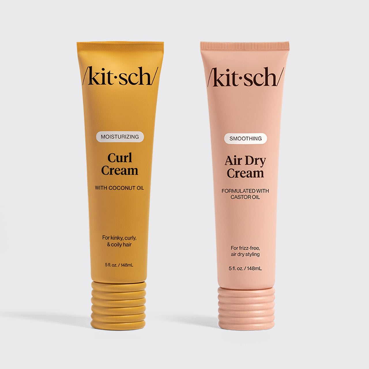 Kitsch Waves & Curl Duo featuring Moisturizing Curl Cream with Coconut Oil and Smoothing Air Dry Cream with Castor Oil.