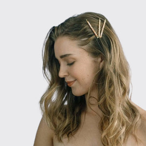 Beaded Metal Bobby Pins - Blush/Mauve