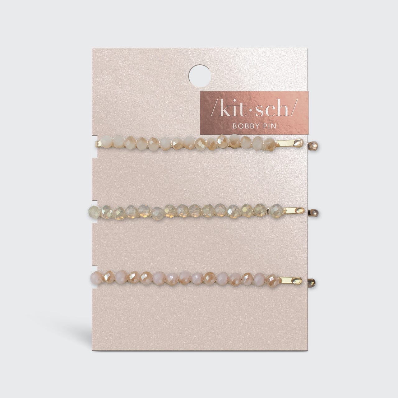 Beaded Metal Bobby Pins - Blush/Mauve